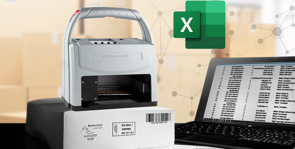 Connecting to Excel permits fast, reliable and cost efficient marking without labels