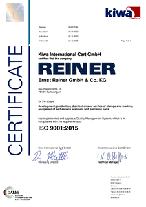 Ernst Reiner Zertifikat ISO9001 ENG00
